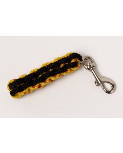 Bringsel geflochten schwarz/gelb 10cm   mit Splintring und Karabiner                                                    
