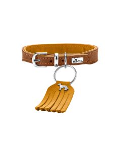 Hunter Lucca collier Petit cuir nappa brun/moutarde