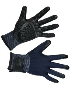 Kerbl Putz- & Massagehandschuh schwarz / blau 2 Stk 